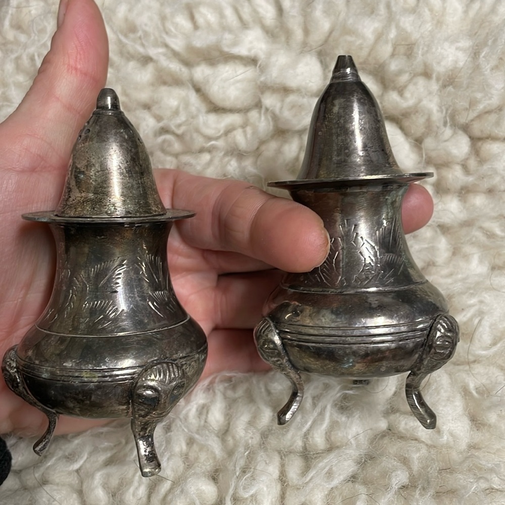 Vintage/Antique Victorian silver salt and pepper shaker set